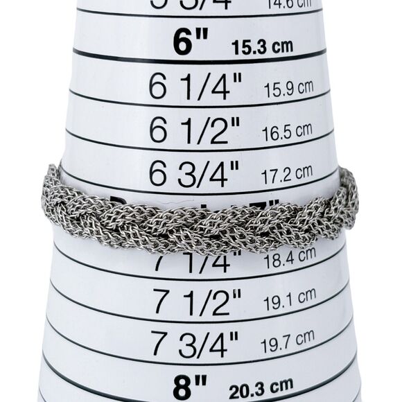 Vintage JB Sterling Silver 925 9mm Braided Mesh Chain Bracelet 7" - Picture 6 of 8